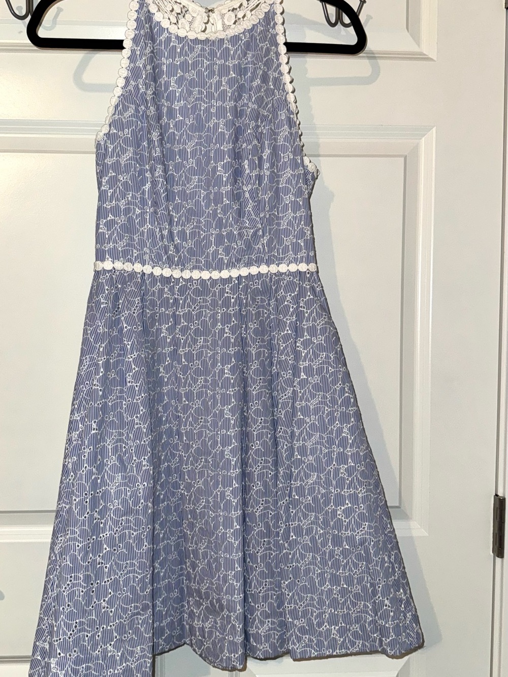 Lily Pulitzer Women’s Blue Floral Lace-Detail Halter Mini Dress size 00